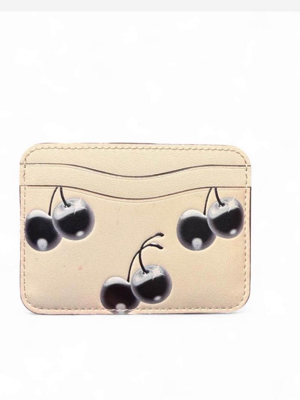 Coach Wavy Card Case in Coachtopia Leather with Black Cherry Print